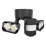 SANSI 28W 3500LM Motion Sensor Outdoor Lights, Outdoor Motion Sensor Light Security Lights Detector with 4 Mode 350W Equiv 5000K, IP65 Waterproof for Soffit, Garage, Yard (Black) Hardwired