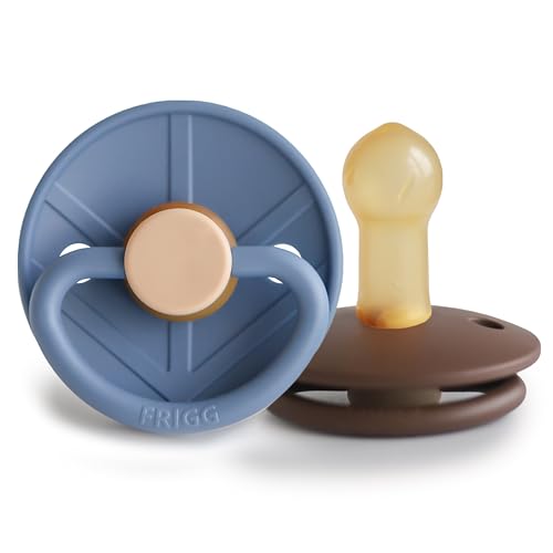 Image of FRIGG Little Viking Natural Rubber Baby Pacifier 2-Pack | Made in Denmark | BPA-Free (Ocean View/Cocoa, 6-18 Months)