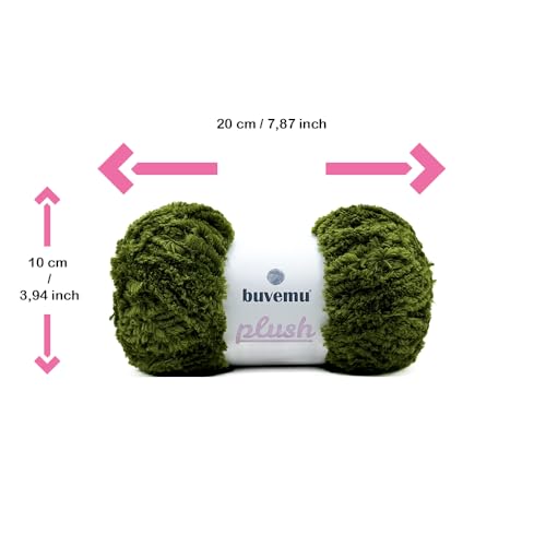 Image of Plush Faux Fur Bulky Yarn, Super Soft Fluffy Fuzzy for Knitting Crocheting Crafting, 100 Gram (3.53 Ounces) 109 Yards (100 Meters) (Olive Green) (5 Skeins)