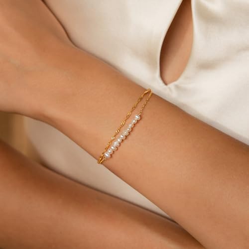 SLOONG Gold Pearl Bracelets for Women Trendy - image 2