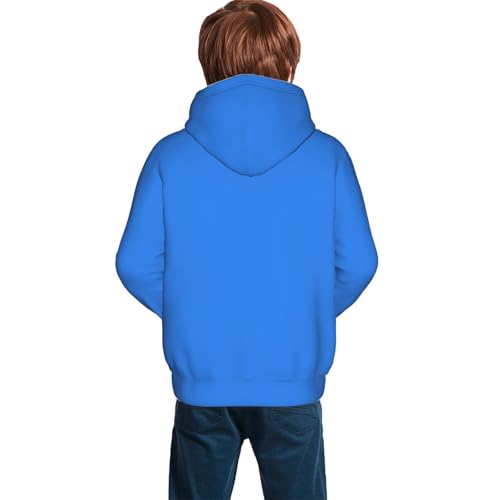 Dodgerblue Kid Hoodies Boys Sweatshirts Girls Pullover with Pocket4