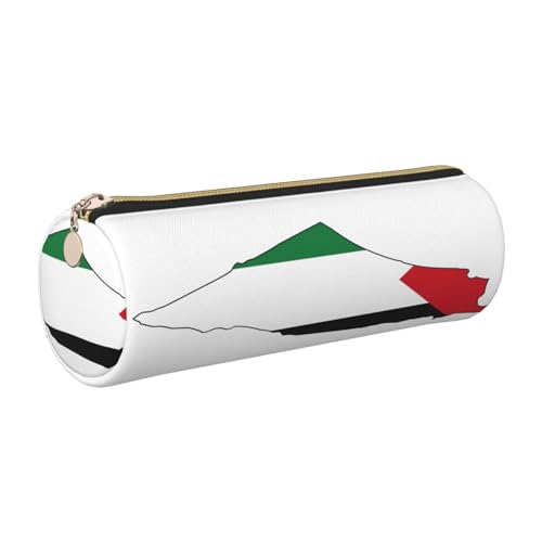 Estuche de piel con diseño de mapa de la bandera de Palestina, respetuoso con el medio ambiente, cierre suave, soporte cilíndrico de gran capacidad, Gold, Talla única, Tarjetero