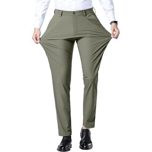 Pantalon de costume classique pour homme coupe ajustée et droite en toile stretch infroissable