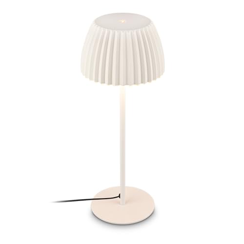 BRILONER - Lampada da tavolo LED con touch, dimmerabile, bianco caldo, bordo luminoso, comodino, scrivania, 14,3x36 cm, bianco antico
