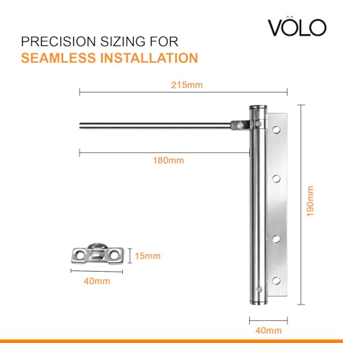 Image of VOLO Spring Door Closer Stainless Steel | Automatic Door Closing for Wooden, Residential & Commercial Doors | Durable Fitting Set Included | Pack of 1
