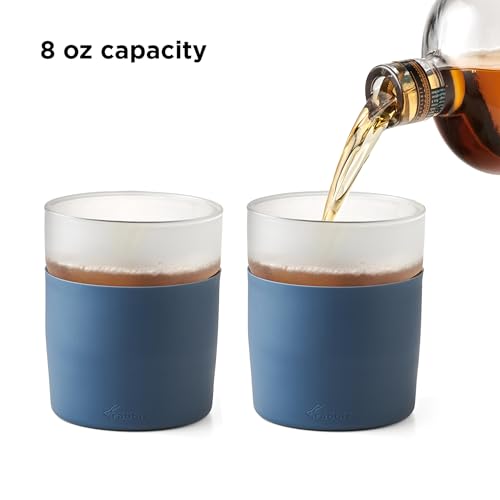 Image of Rabbit Freezable Whiskey Glasses, Set of 2 Chilling Whiskey Glasses with Silicone Sleeve, 8oz No-Dilution Glasses for Whiskey, White Wine and Cocktails, Keep Drinks Cold for Hours, No Ice Needed | Ideal for whiskey, white wine & mixed drinks, chills without ice, keeps drink cold, full flavor, glass construction