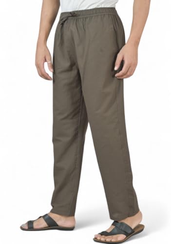 Image of Men's Formal Cotton Pants, Pure Cotton, Elastic Waist with Drawstring, Formal & Lounge Wear