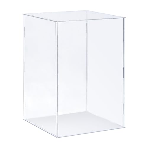 sourcing map Clear Display Case, Acrylic Box Assemble Transparent Dustproof Box Showcase 20x20x30cm for Collectibles, Crafts