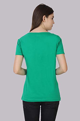 Image of FLEXIMAA Women's Cotton Plain Round Neck Half Sleeve T-Shirt