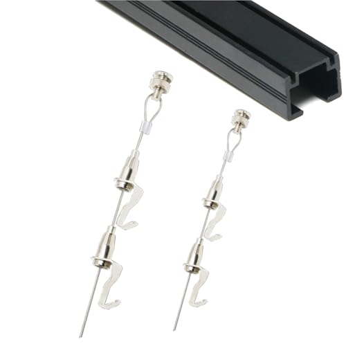 Sistema di binari per appendere quadri e cornici e specchi, con ganci regolabili e filo metallico, per cornici e specchi, cavo bianco da 140 cm, perfetto per la decorazione della casa