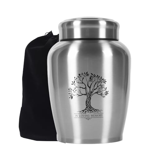 Urn for human ashes Adult - Cremation Urns for Ashes Male Female - Urn for Human Ashes for Dad Mom (Silver Large)