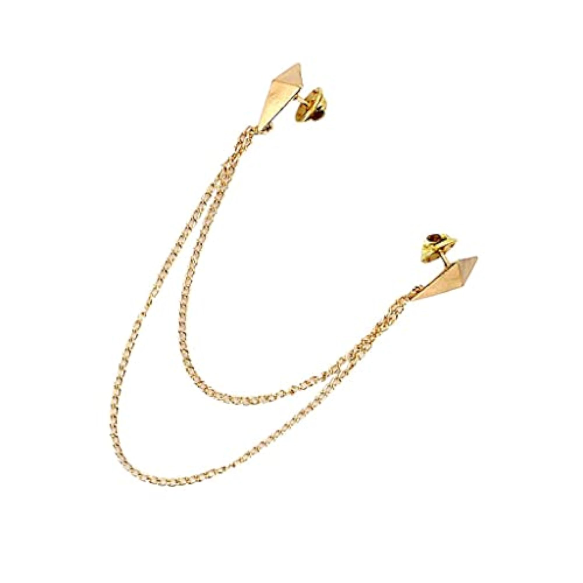 2Pcs Triangle Punk Brooch Collar Chain Necklace Set