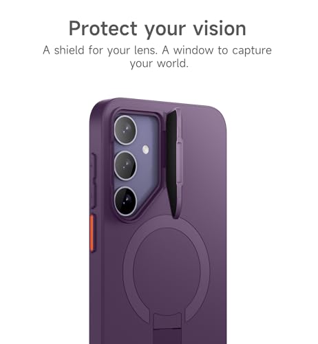 Image of SURITCH for Samsung Galaxy S24 Plus Phone Case, Magnetic Protective Cover with Camera Cover & Adjustable Metal Kickstand for Galaxy S24 Plus (2024)-Dark Purple