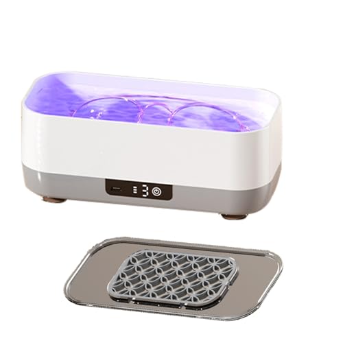 Máquina de limpieza de joyas – Limpiador ultrasónico, lavadora 360 grados | con 3 modos para gafas, anillos, dentaduras postizas, casa, herramienta desinfectante sónico portátil