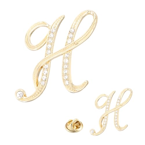 Image of PATIKIL Rhinestone Letter Brooch Pins, Initial Rhinestone Alphabet Letter Lapel Badges Pin for Women Men Suits Dress Coat