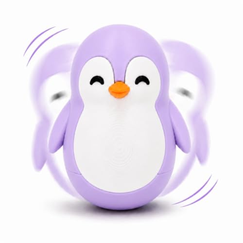 Image of Roly Poly Penguin Wobbler | Cute Self-Righting Penguin Desk Toy | Stress Relief Fidget Toy | Mini Penguin Collectible | Office Desk Decor & Gift (Macaroon Purple, 1 pc)