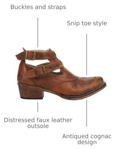 Image of ROPER Womens Willa Embroidery Snip Toe Casual Boots Ankle Low Heel 1-2 inch