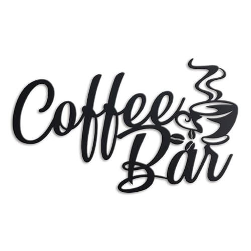 Image of Metal Coffee Bar Sign, 14.96 inchx8 inch Inch Coffee Sign for Wall, Black Coffee Bar Signs for Coffee Station Kitchen Home Decor (Rustic)