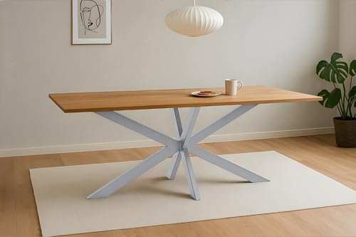 SAM Esstisch Salvador | 240 x 100 cm | Eiche massiv + geölt | Baumkante | Spider-Gestell Metall Silber | pflegeleichter Esszimmertisch/Küchentisch/Eichenholz-Tisch/Holztisch aus Wildeiche SAM Esstisch Salvador | 240 x 100 cm | Eiche massiv + geölt | Baumkante | Spider-Gestell Metall Silber | pflegeleichter Esszimmertisch/Küchentisch/Eichenholz-Tisch/Holztisch aus Wildeiche