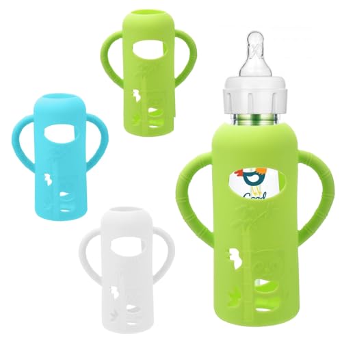 Image of 3 Pack Silicone Sleeves for Dr. Brown's Glass Baby Bottles, Anti Breakage Baby Bottle Holder, Compatible with Dr. Brown's Glass Baby Bottle (8 Ounce)