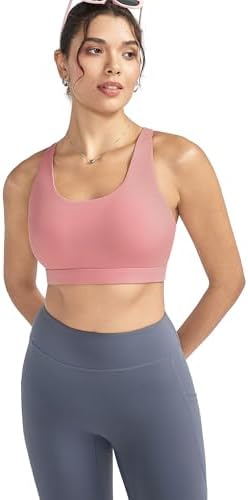 RUNNING GIRL Sports Bras for Women,Padded Strappy Sports Bras Criss-Cross Back Medium Support Sports Bras with Removable Cups
