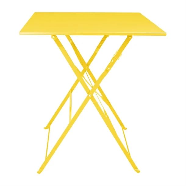Table carrée Bolero Perth jaune doux à plateau style pavé résistant de 60 mm