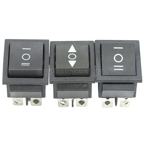 Interruptor KCD4 25x31mm de 3 posiciones ON-OFF-ON con conmutador basculante doble reset 16A