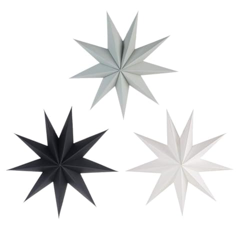 Image of SUNBEAUTY 3 Pcs 9-Pointed Paper Star Lanterns 12 Inch Hanging Lampshade Wedding Birthday Christmas Home New Year Party Decorations