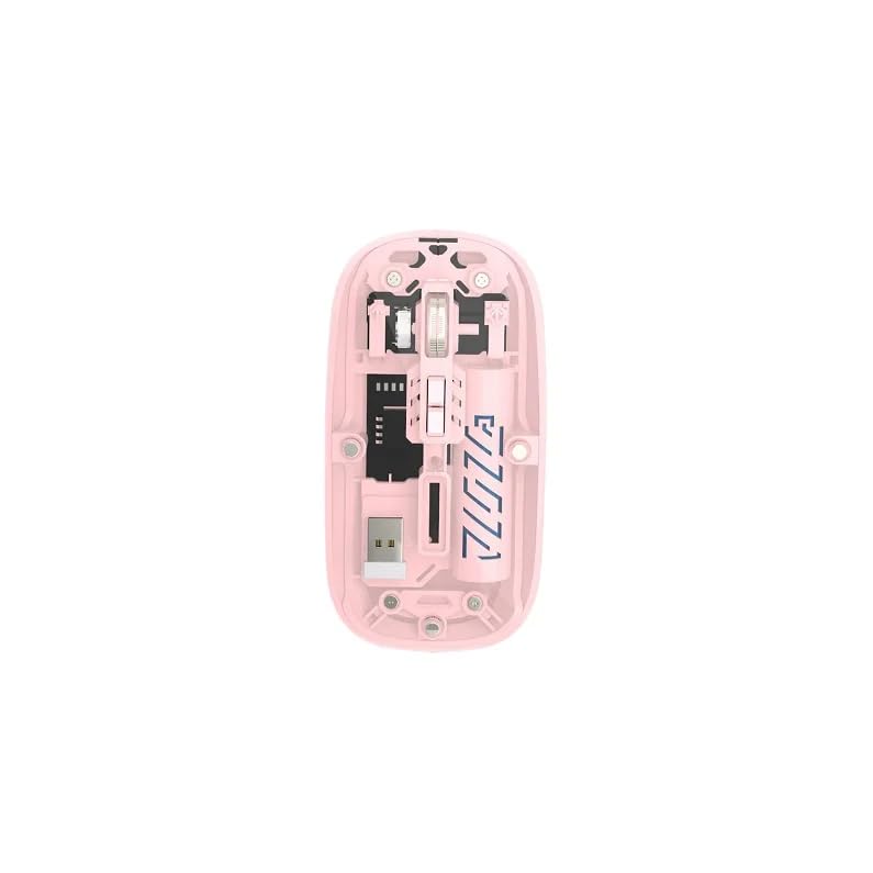 Image of PowerHaus Transparent Wireless Mouse, Dual Mode (Bluetooth + 2.4GHz), 1600 DPI, Silent Click, 5 Buttons, Type-C Rechargeable, Ergonomic Mouse for Laptop and PC | Pink