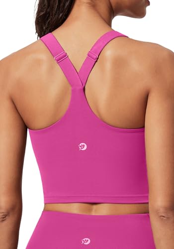 Image of IUGA Buttery Adjustable Workout Tank Tops Woman with Built in Bra Y Back Longline Sports Bra Athletic V-Neck Crop Tops