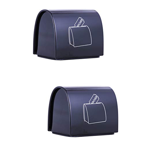 Razor Blade Disposal Case - Safe Storage Bank for Used Razor Blades, 2 Pcs, Black