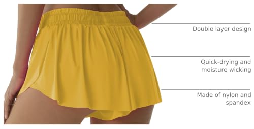 Image of Flowy Athletic Shorts for Women Running Tennis Butterfly Shorts Girls 2-in-1 Double Layer Quick-Drying Comfy Shorts