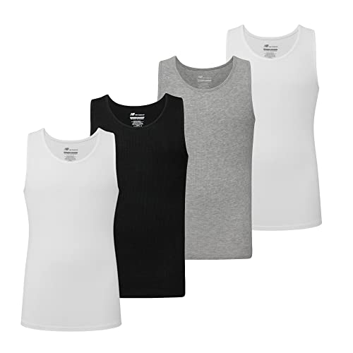 New Balance Men's Cotton Performance Rib Sleeveless Tank Top Undershirt (3 Pack Or 4 Pack)