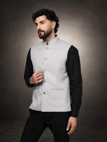 Image of Vastraa Fusion Bandi Modi Koti, Nehru Jacket for Men, Cotton Waistcoat for All Occasion: Diwali, Wedding, Ethnic, Office Party, Formal & casual Look