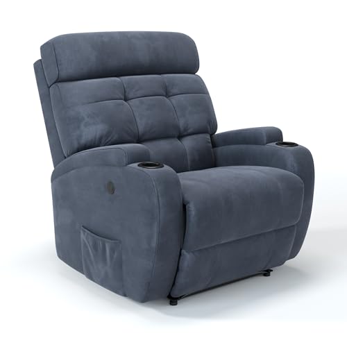 Poltrona do Papai Reclinável Elétrica em Suede - Modelo Florença Damie (Azul Dennin)