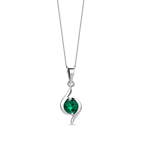 OROVI – Halskette aus 9 Karat (375) Weißgold mit Smaragd (0.46 ct) – filigrane Gold Kette Damen mit grünem Edelstein Anhänger – inkl. Schmuckbox zum Verschenken – allergenfrei & handgemacht (45 cm)