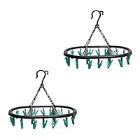 BozexPro 20 Pegs-2 Pack Oval Sock Dryer Pegs, Sock Dryer For Washing Line, Green and Black Colour