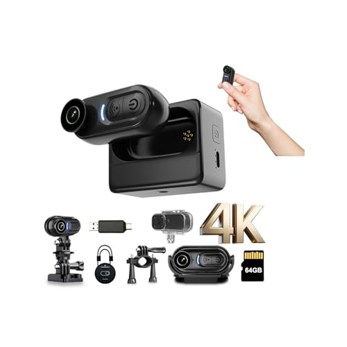 Image of 4K Body Action Mini Camera - Thumb POV 64GB Cam with Audio & Video Recording, 6-Axis Image Stabilization - IPX7 Waterproof - Outdoor Indoor Hands-Free Wearable Cams for Cycling Travel Vlog Swim