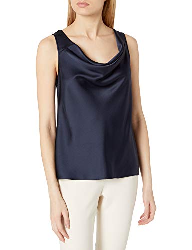 HALSTON Women's Cowl Neck Top, Dark Navy, 10