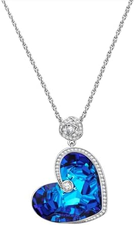 Created with Swarovski® Crystals, Necklaces for Women Trendy, White Gold Plated, Titanic Heart of the Ocean Necklace, Gift for Women, Birthday, Anniversary, Christmas, Valentine's Day