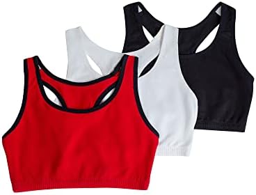 Fruit of the Loom Women’s Built Up Tank Style Sports Bra Fashion Colors, Red Hot With Black/White/Black, 38