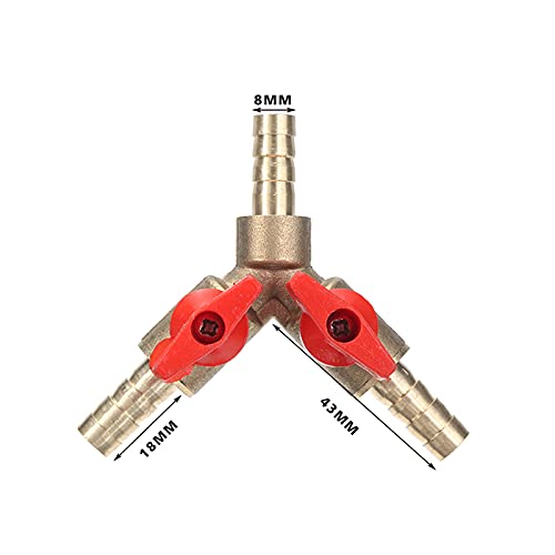 Valvola A Sfera A 3 Vie A Y In Ottone, 8 Mm, Con 3 Morsetti, Per Tubi Acqua/Olio/Gas, Giardino E Industria