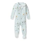 Burt's Bees Baby Baby Boys Pajamas, One-Piece Footed Sleeper PJs, Non-Slip Snug Fit for Infants 12, 18, and 24 Months