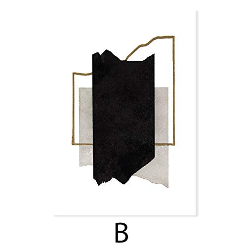 Image salon décor maison géométrique abstrait noir or triptyque
