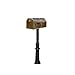 QualArc Provincial Collection Brass Mailbox in Polished Brass with Decorative Hanford #8 Fluted Base Post in Black