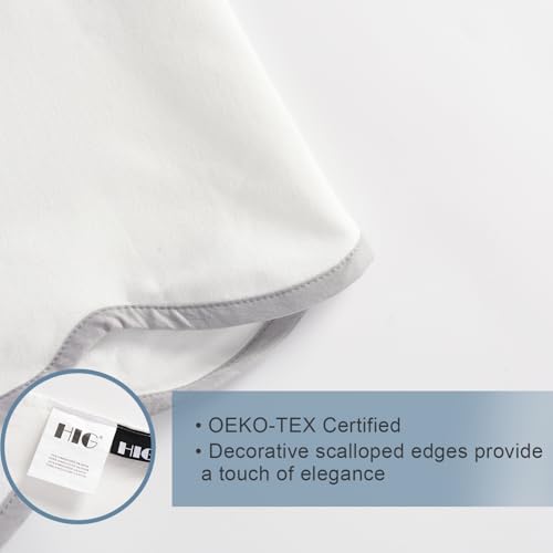 HIG Off-White Chic Twin XL Bed Skirt - Easy Fit Scallop Edge Pleated Bedskirts, 14 Inch Drop Anti-Slip Dust Ruffle, Thick Fabric for Enhanced Privacy, Pre-Washed for Long-Lasting Use(N60022)