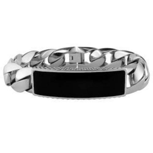 Lavari Jewelers 25 Carat Black Onyx Stainless Steel Bracelet for Men 8.5 Inch Fold Over3