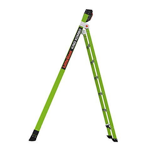 Little Giant Ladders, King Kombo, Industrial, 8 Ft. A Frame, 14 Ft. Extension, Ground Cue, V-bar, Fiberglass, Type 1AA, 375 lbs weight rating, (13814-071)