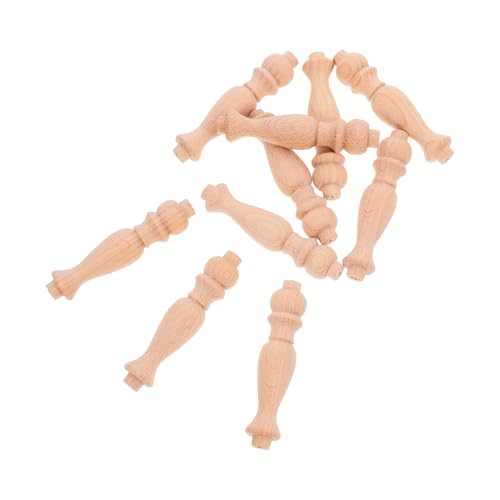 KOCKSHION 10個 木製実木酒棚囲欄スピンドル 無塗装装飾用手芸木製柱段用屋内家具用耐久性