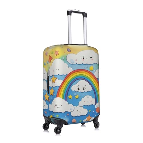 Rainbow Clouds Raindrop Print Personalized Travel Luggage Cover With Zipper, Elastic Luggage Cover,For Daily Use3